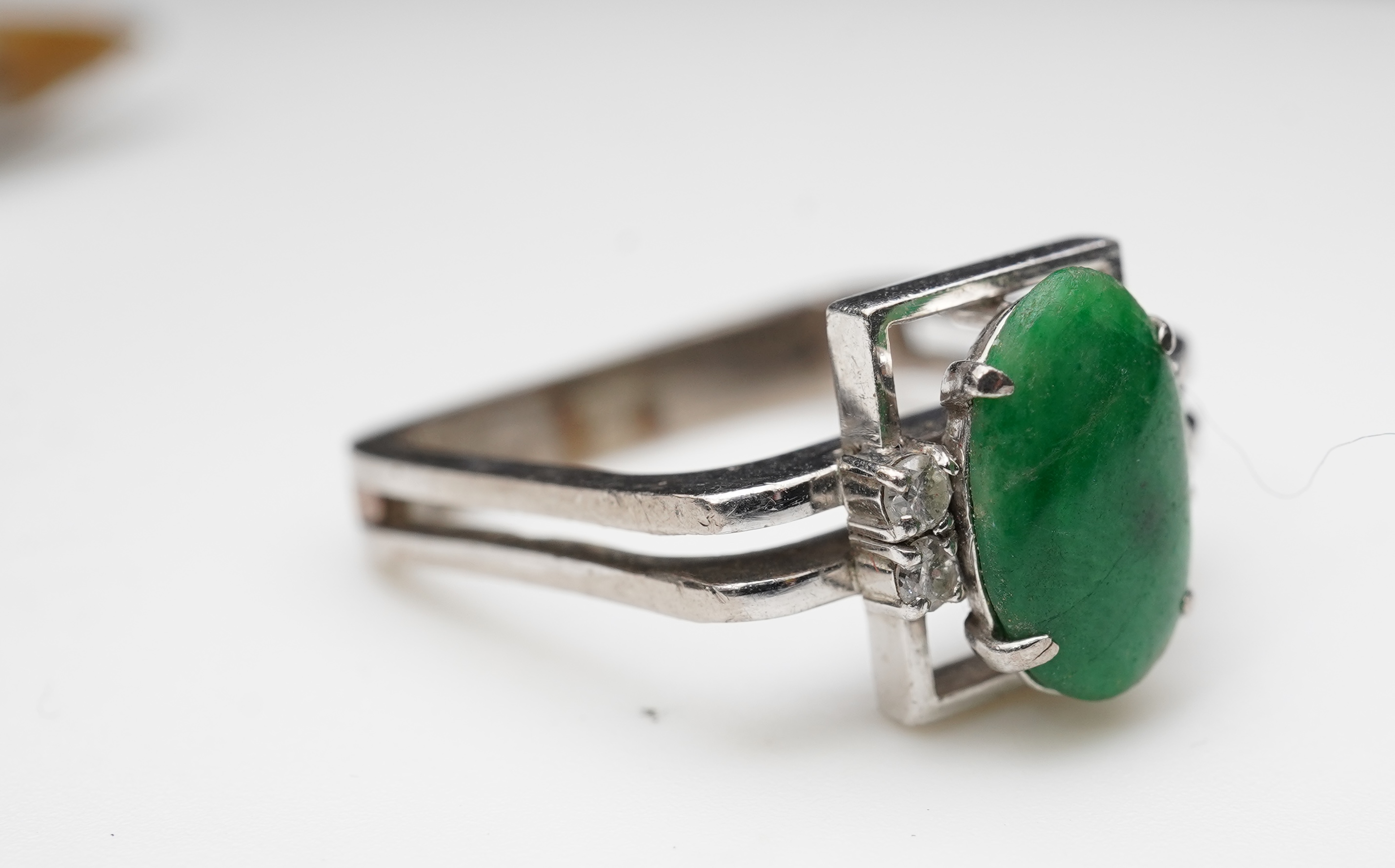 A jadeite bracelet and ring